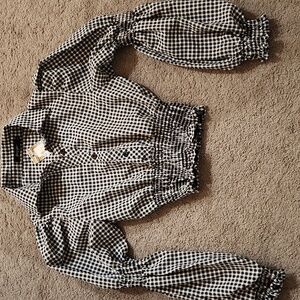 Nasty Gal Black & White Checkered Button Crop Shirt